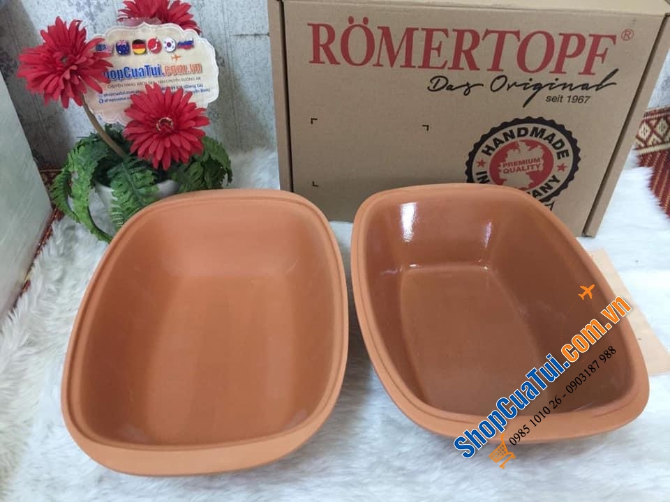 NỒI NƯỚNG GỐM ĐỨC MADE IN GERMANY RÖMERTOPF - HOẠ TIẾT NÔNG TRẠI - Kích thước 38 x 38 x 12,5 cm. Nặng 3,3 kg