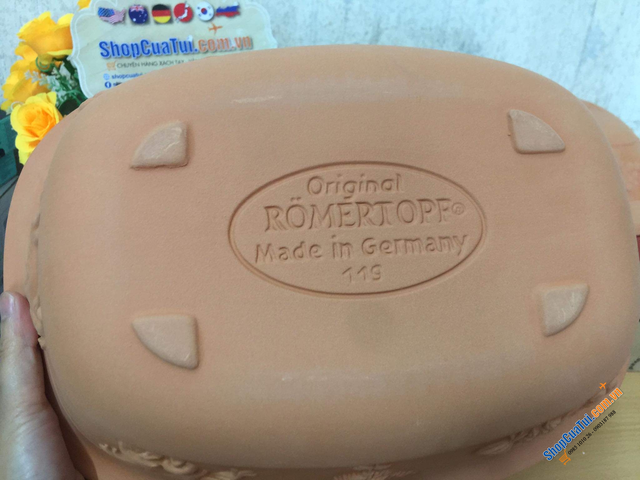 NỒI NƯỚNG GỐM ĐỨC MADE IN GERMANY RÖMERTOPF - HOẠ TIẾT NÔNG TRẠI - Kích thước 38 x 38 x 12,5 cm. Nặng 3,3 kg