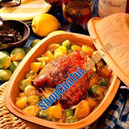 NỒI NƯỚNG GỐM ĐỨC MADE IN GERMANY RÖMERTOPF - HOẠ TIẾT NÔNG TRẠI - Kích thước 38 x 38 x 12,5 cm. Nặng 3,3 kg