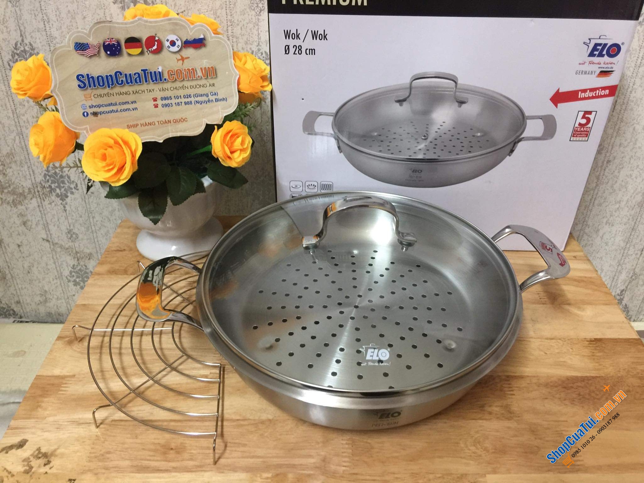 Nồi từ lai chảo nguyên khối đa năng ELO Germany - Chảo sâu lòng đa năng Elo Multiwok 28cm