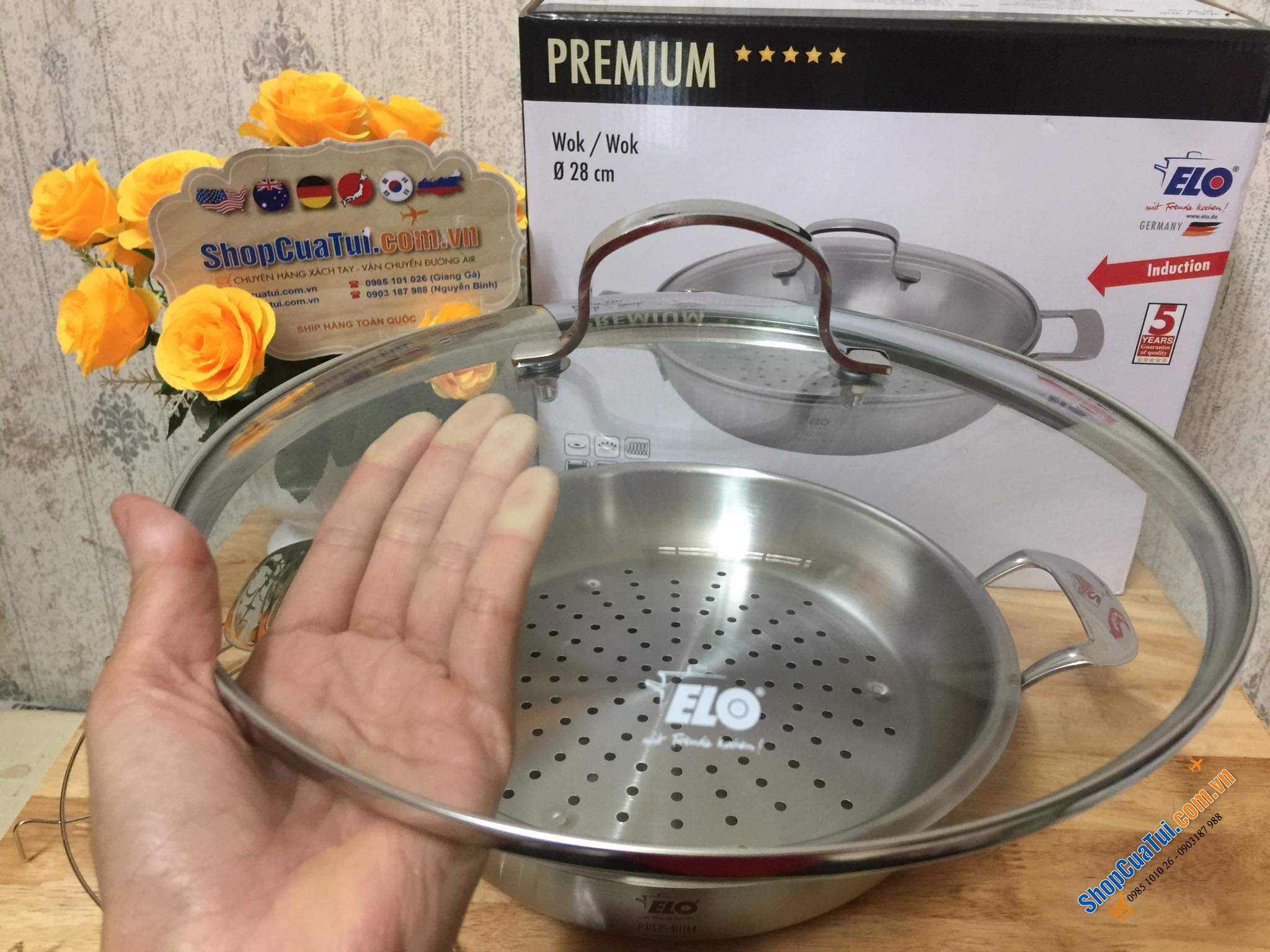 Nồi từ lai chảo nguyên khối đa năng ELO Germany - Chảo sâu lòng đa năng Elo Multiwok 28cm
