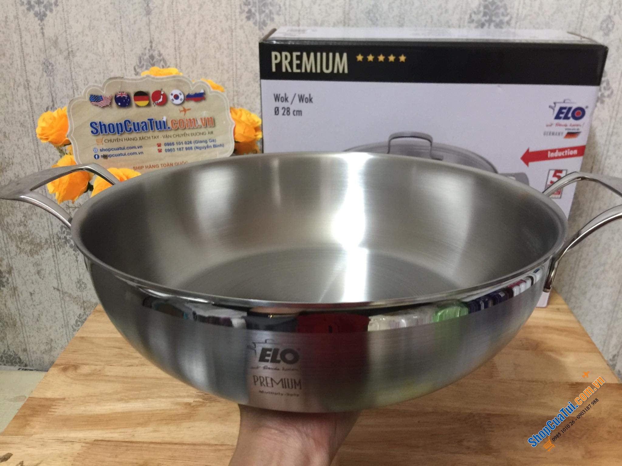 Nồi từ lai chảo nguyên khối đa năng ELO Germany - Chảo sâu lòng đa năng Elo Multiwok 28cm
