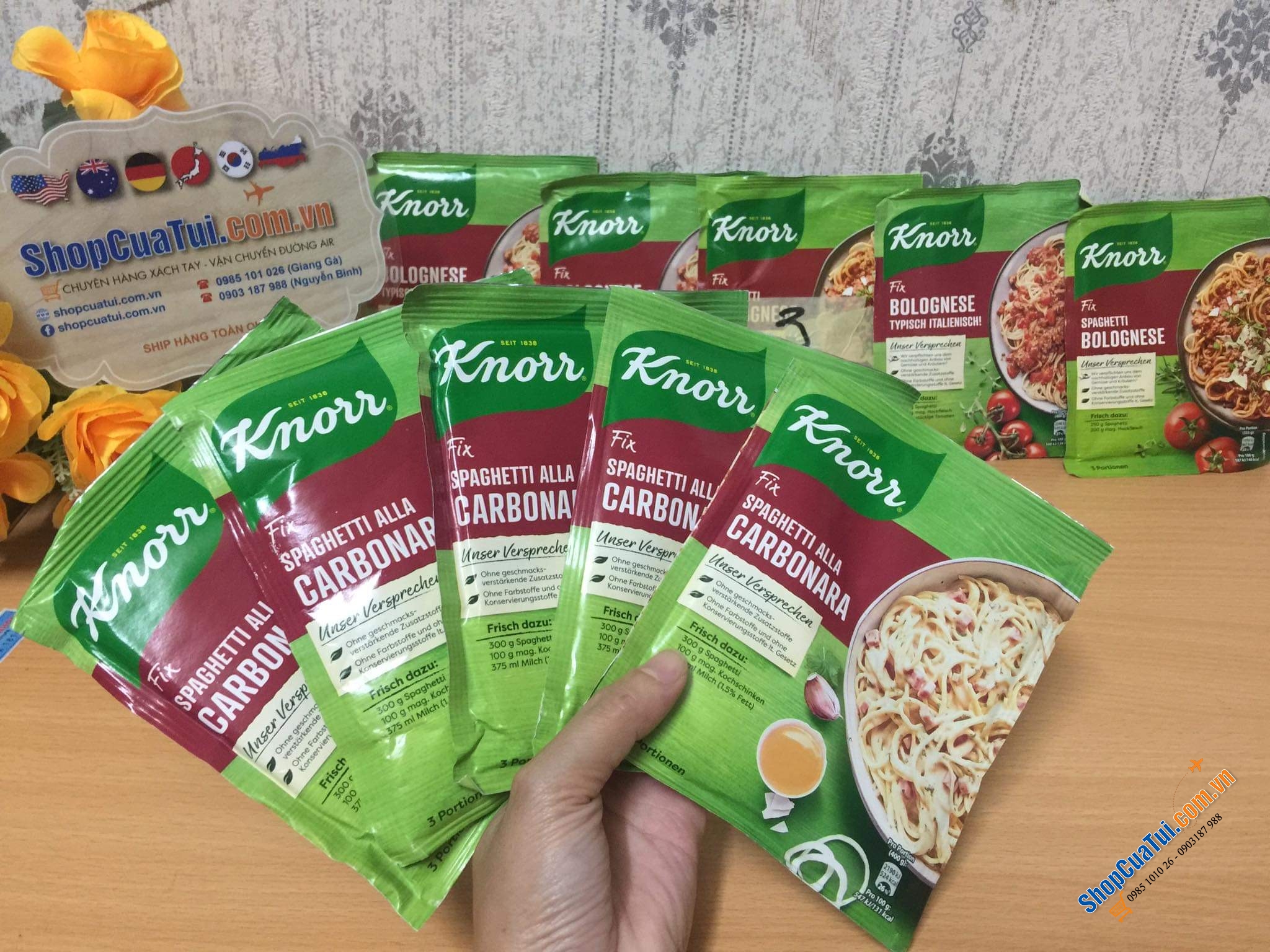 Gói gia vị Mỳ Spaghetty Ý của Knorr Đức.