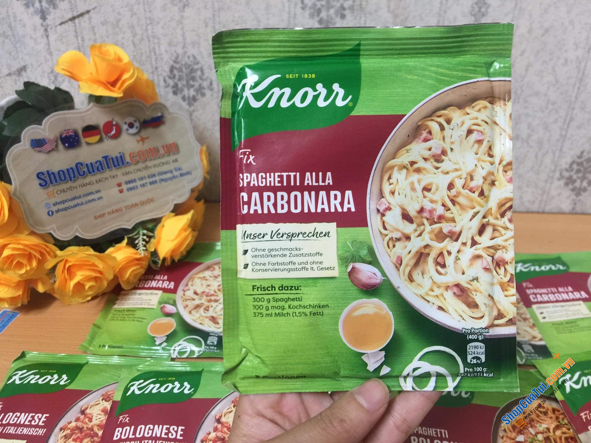 Gói gia vị Mỳ Spaghetty Ý của Knorr Đức.