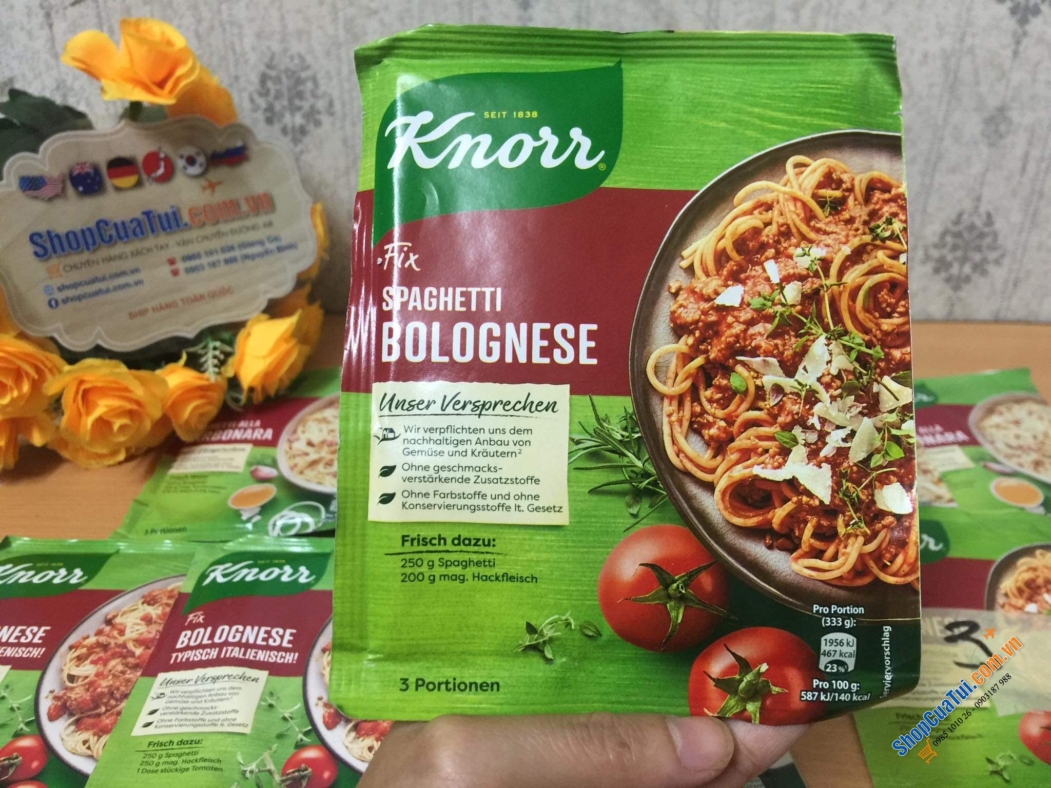 Gói gia vị Mỳ Spaghetty Ý của Knorr Đức.