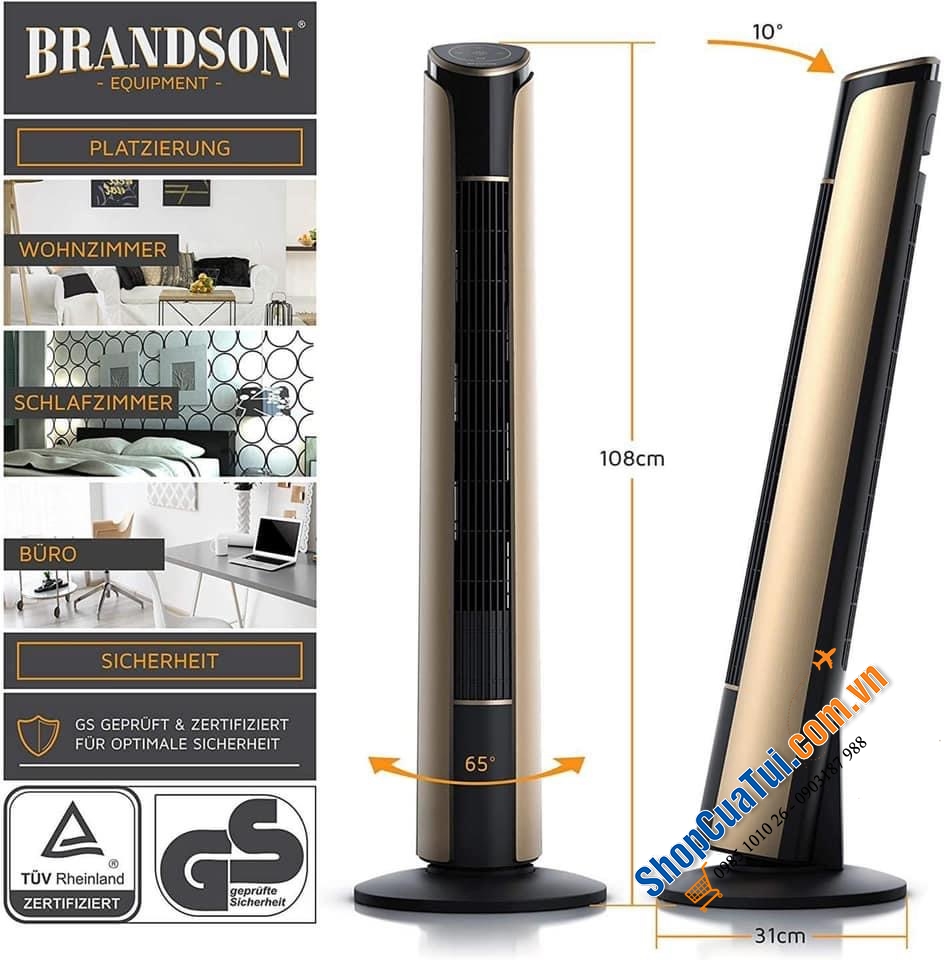 QUẠT THÁP CAO CẤP BRANDSON – CHIẾC QUẠT THÁP HIẾM HOI CHỈNH ĐƯỢC NGHIÊNG – CHẠY KHỎE NHƯNG SIÊU ÊM – MÀU SANG XỊN – GIÁ CỰC ĐẸP