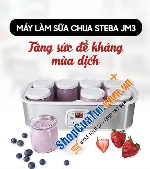 Máy làm sữa chua Steba JM3 - Model mới nhất siêu đẹp, siêu xinh với tính năng hẹn giờ và bảo vệ quá nhiệt, vô cùng đơn giản để có sữa chua chuẩn ngon, an toàn.