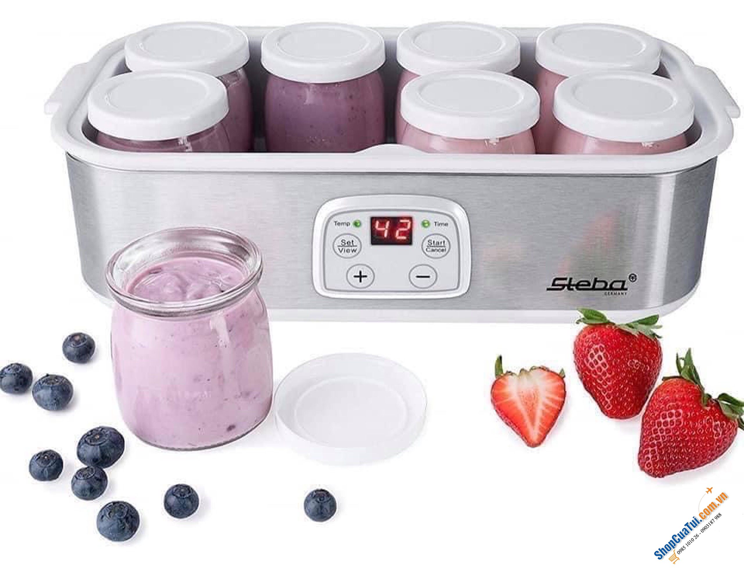 Máy làm sữa chua Steba JM3 - Model mới nhất siêu đẹp, siêu xinh với tính năng hẹn giờ và bảo vệ quá nhiệt, vô cùng đơn giản để có sữa chua chuẩn ngon, an toàn.