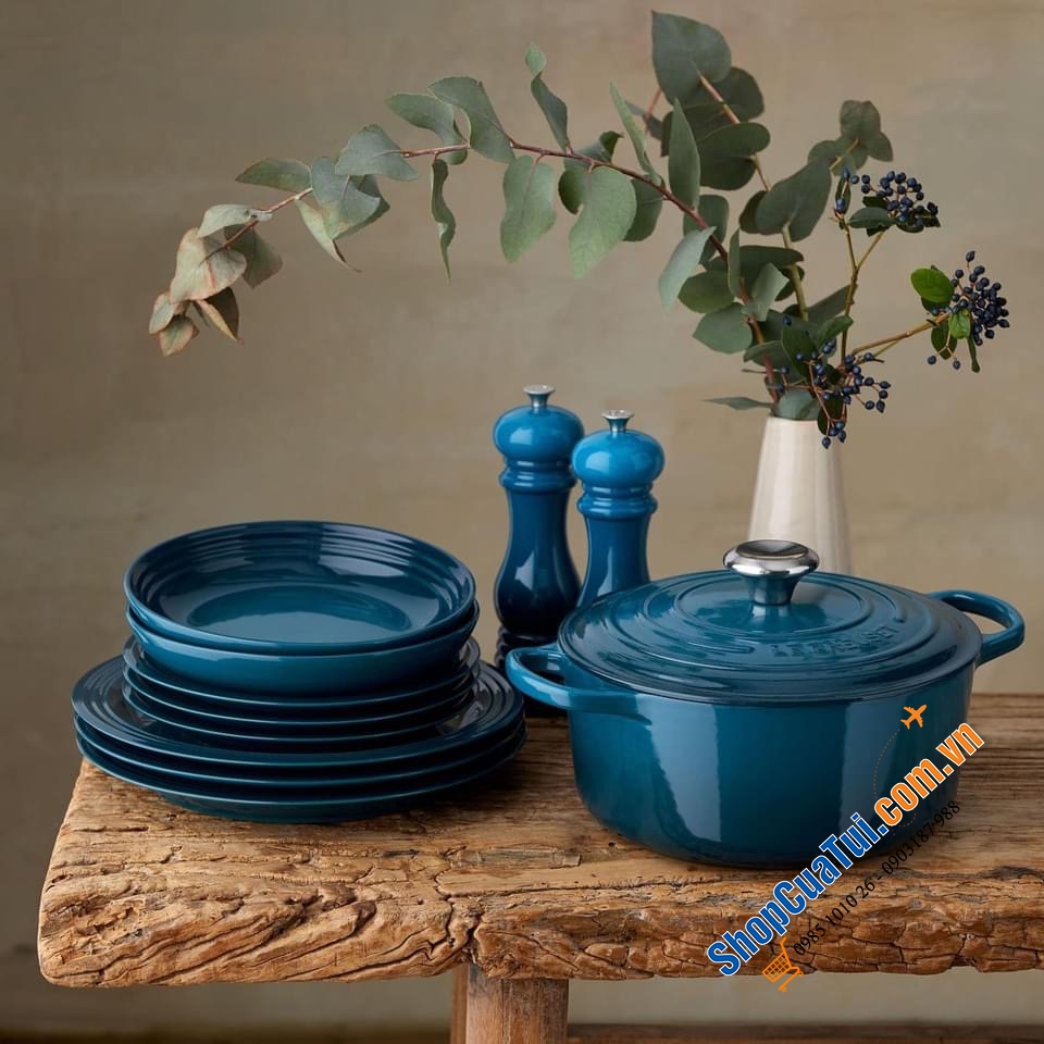 NỒI Le Creuset 20 cm màu XANH CỔ VỊT DEEP TEAL.