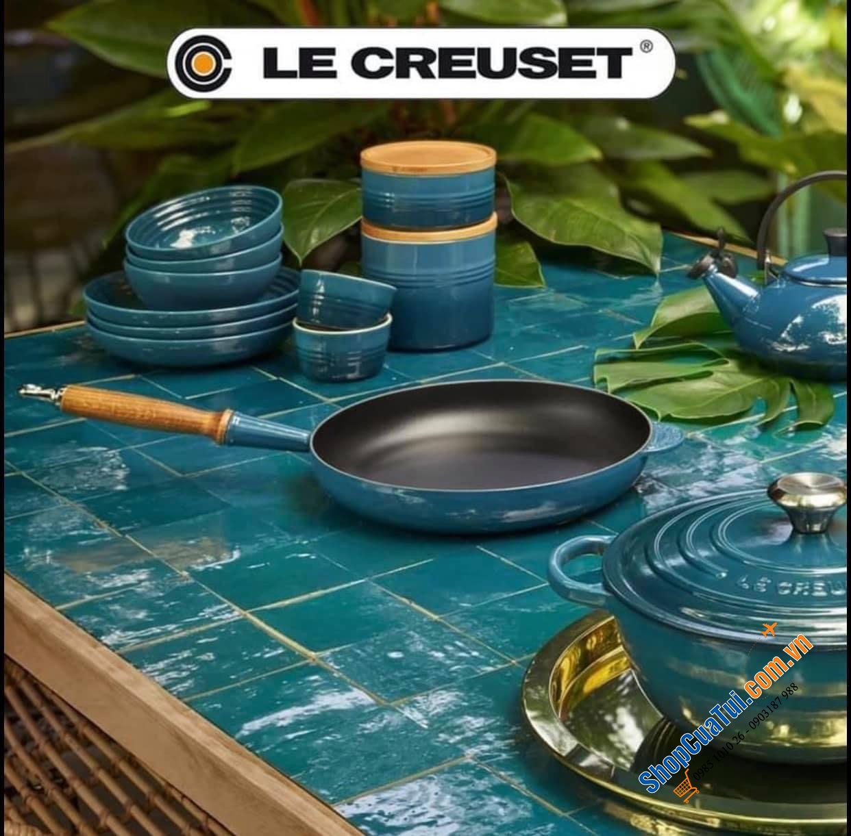 NỒI Le Creuset 20 cm màu XANH CỔ VỊT DEEP TEAL.