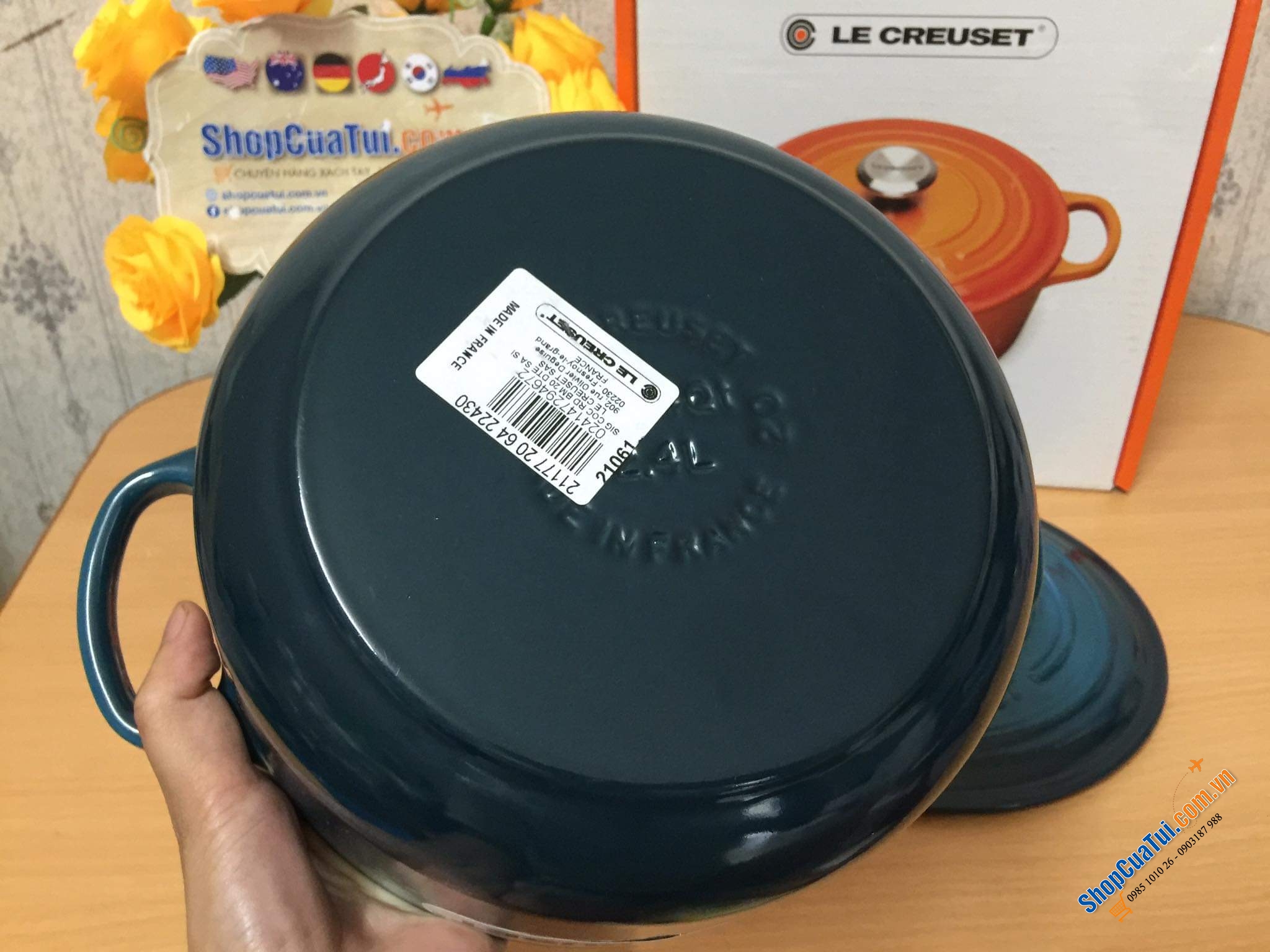 NỒI Le Creuset 20 cm màu XANH CỔ VỊT DEEP TEAL HOẶC XANH CARIBEAN