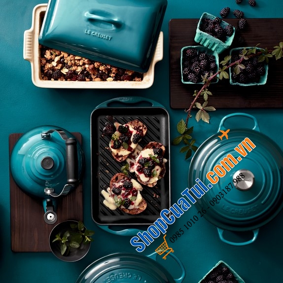 NỒI Le Creuset 20 cm màu XANH CỔ VỊT DEEP TEAL HOẶC XANH CARIBEAN