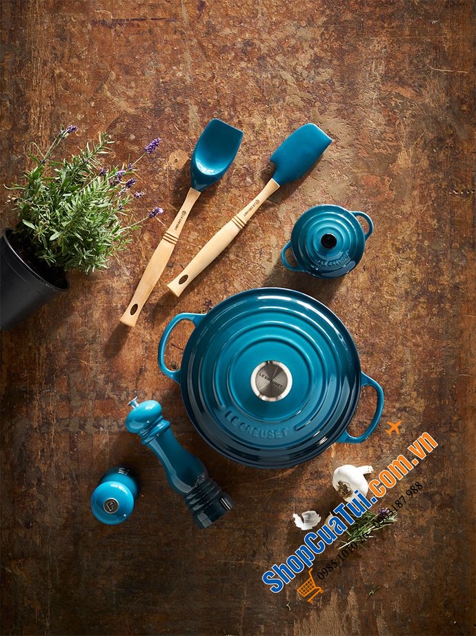 NỒI Le Creuset 20 cm màu XANH CỔ VỊT DEEP TEAL HOẶC XANH CARIBEAN