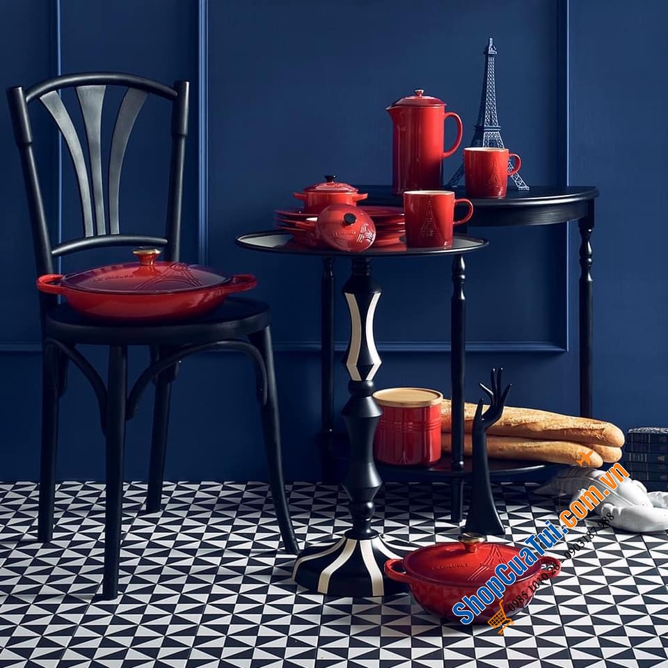 SET 3 CỐC UỐNG NƯỚC LE CREUSET 350ml HÌNH THÁP EIFFEL (Ép- Phen) màu xanh-trắng-đỏ (màu cờ Pháp).