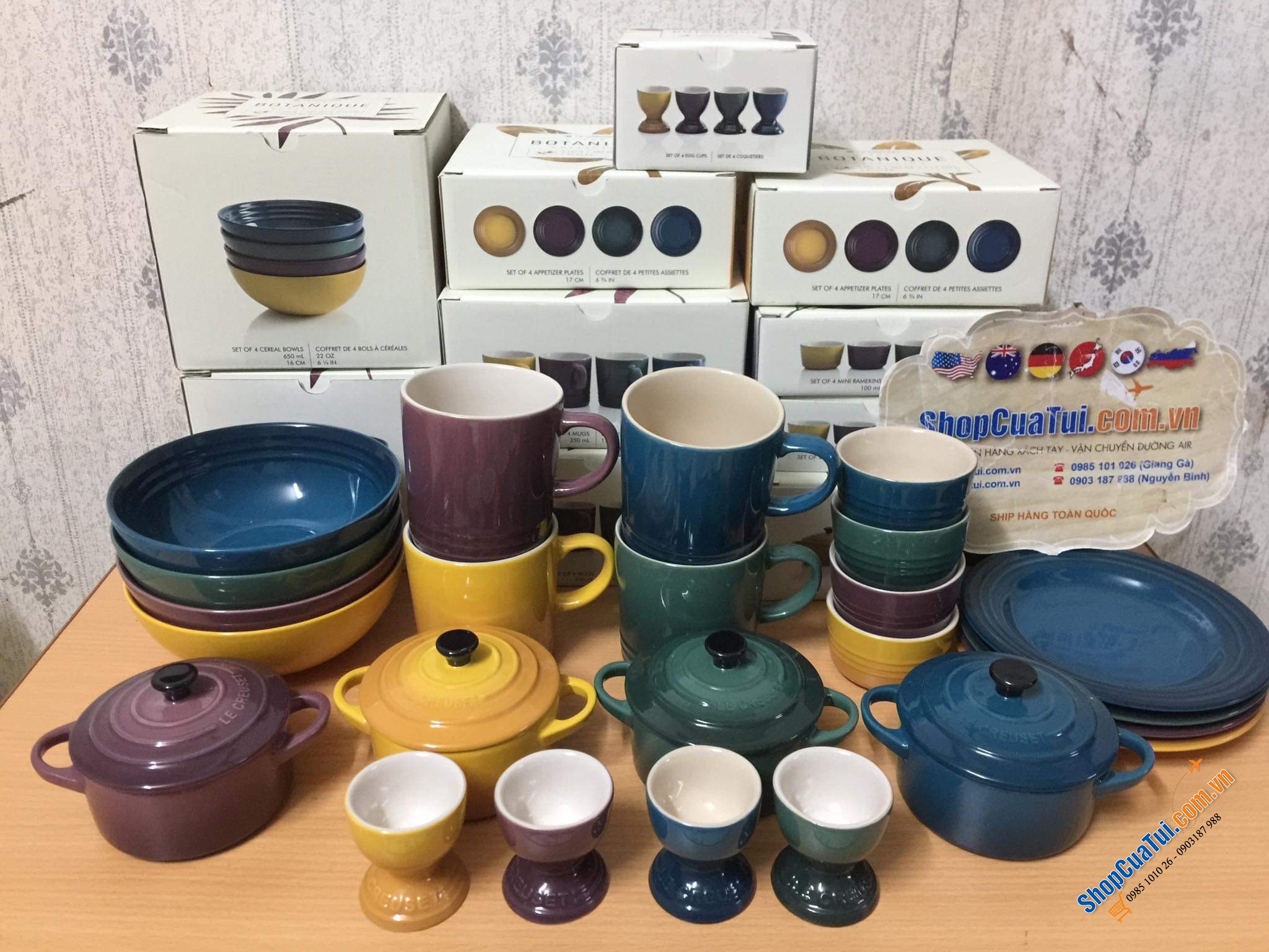 SET 4 BÁT LE CREUSET 16 CM KÈM HỘP BOTANIQUE - MUA AUTH TẠI ĐỨC ĐỦ BILL