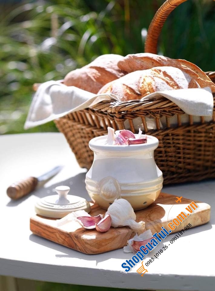 HŨ ĐỰNG TỎI LE CREUSET MÀU KEM - MÀU ĐỎ.