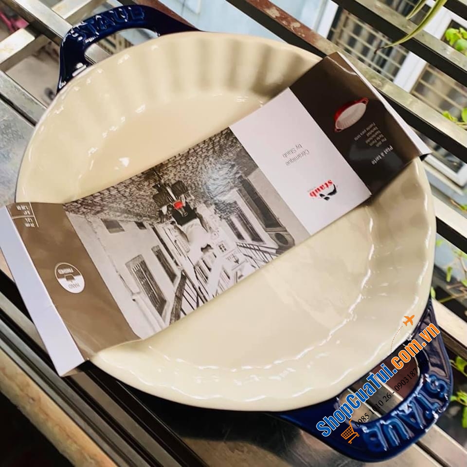 KHAY BÁNH TARTE, KHAY NƯỚNG NÔNG, ĐĨA ĐỰNG STAUB 24 cm MÀU XANH DA TRỜI ĐẬM