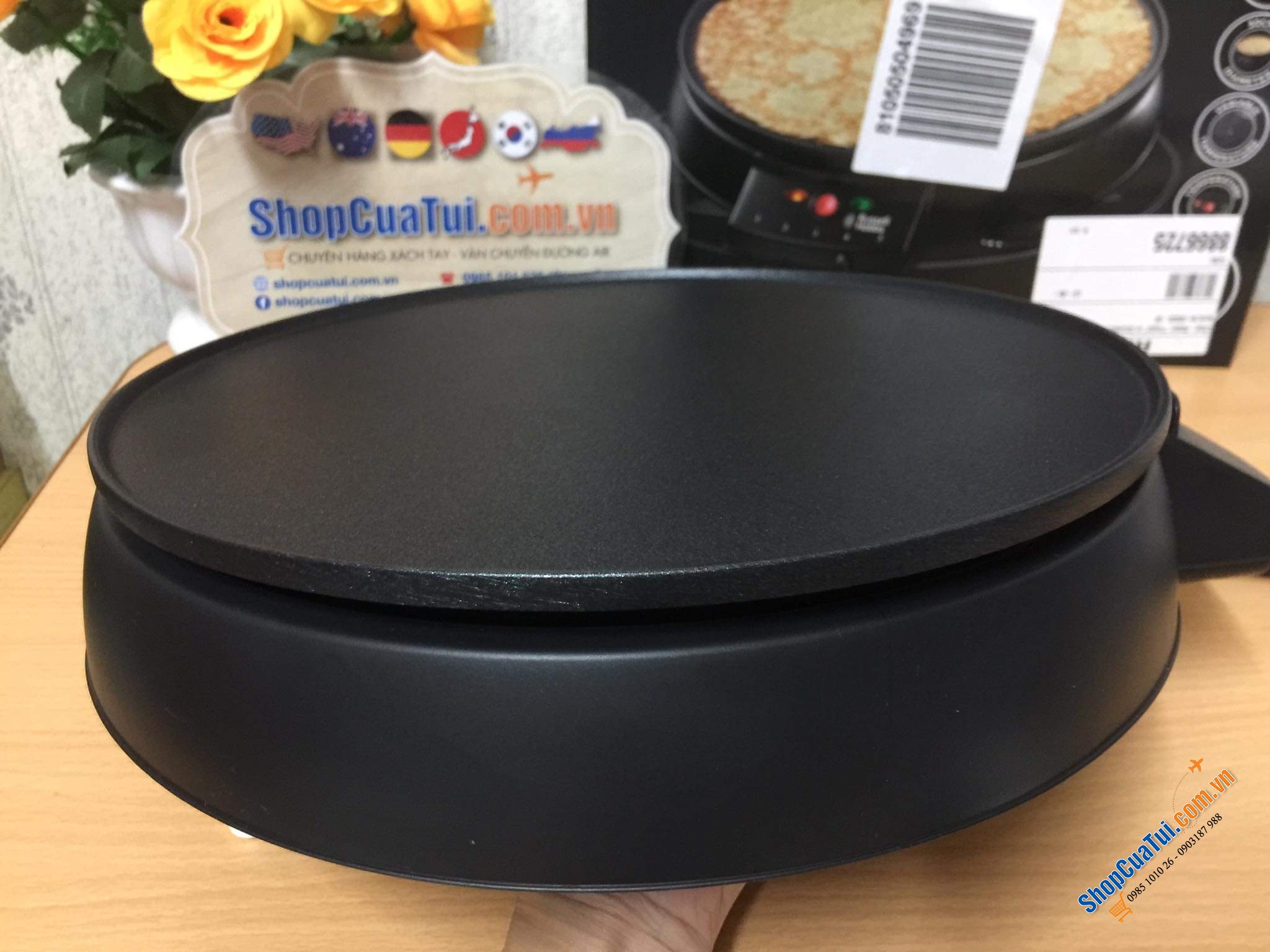 Máy làm bánh Crepes Maker Russell Hobbs màu đen