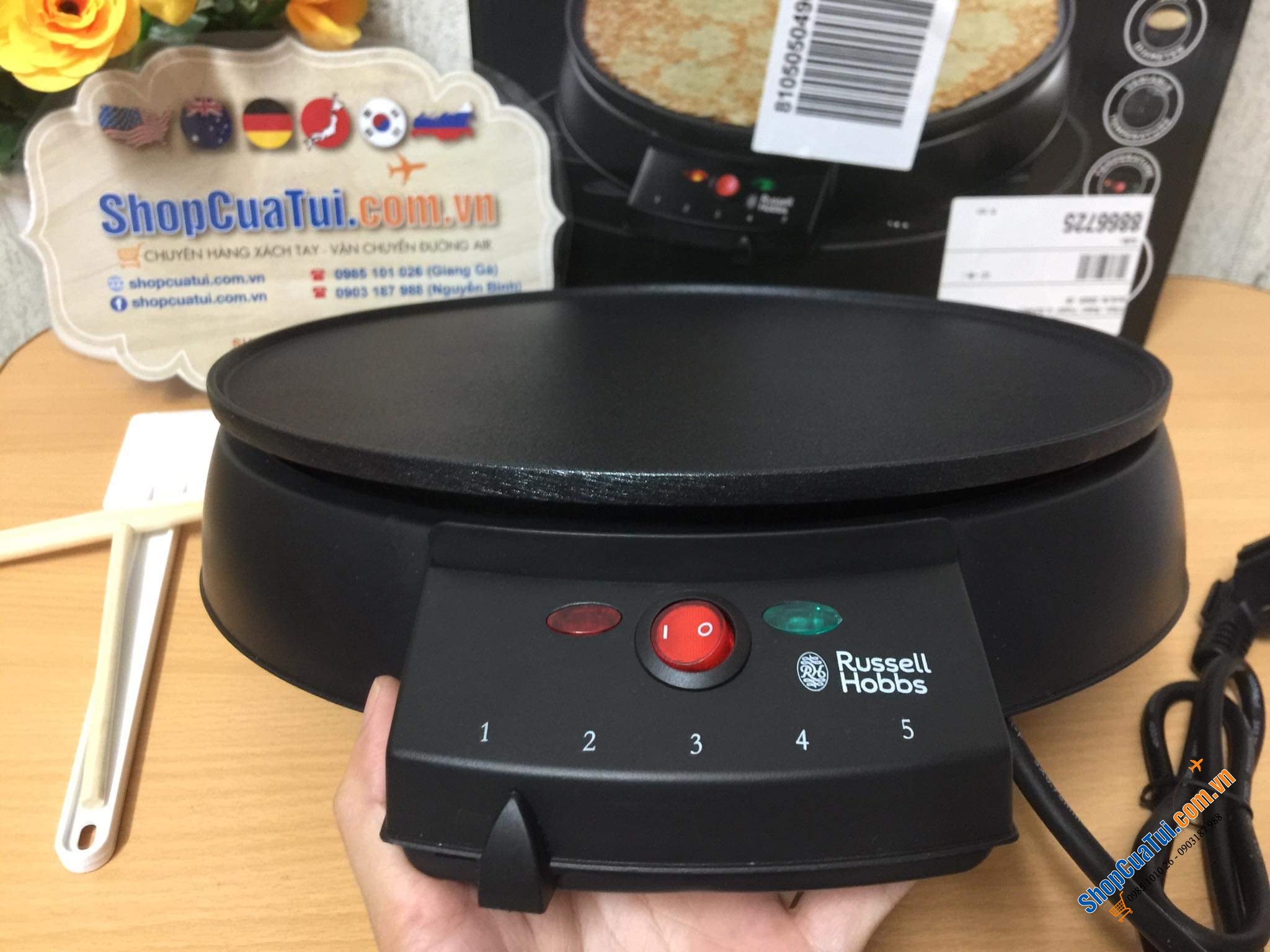 Máy làm bánh Crepes Maker Russell Hobbs màu đen