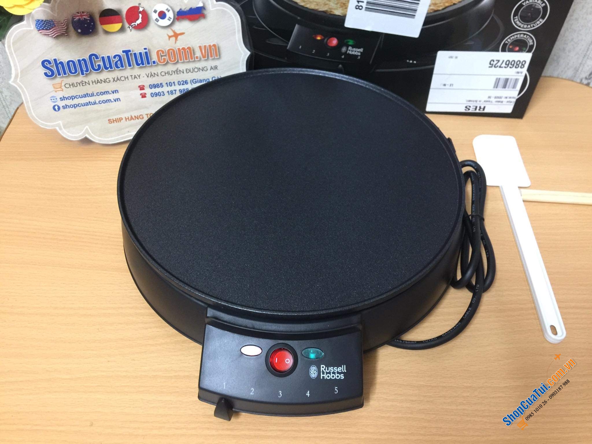 Máy làm bánh Crepes Maker Russell Hobbs màu đen