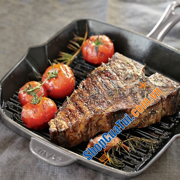 CHẢO NƯỚNG STAUB QUAI SILICON GẬP 24 CM.