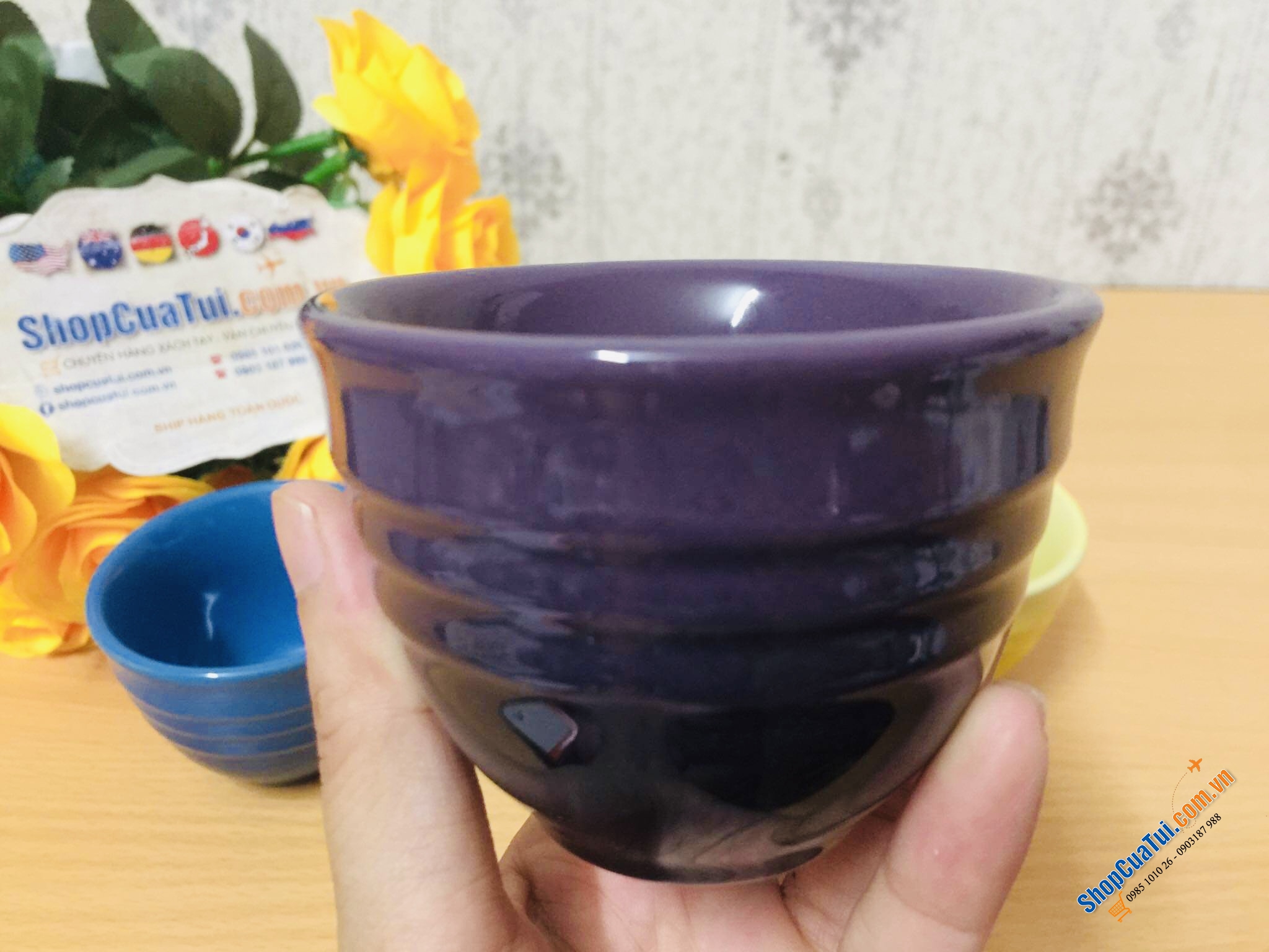 SET 4 CHÉN TRÀ LE CREUSET MÀU SẮC.