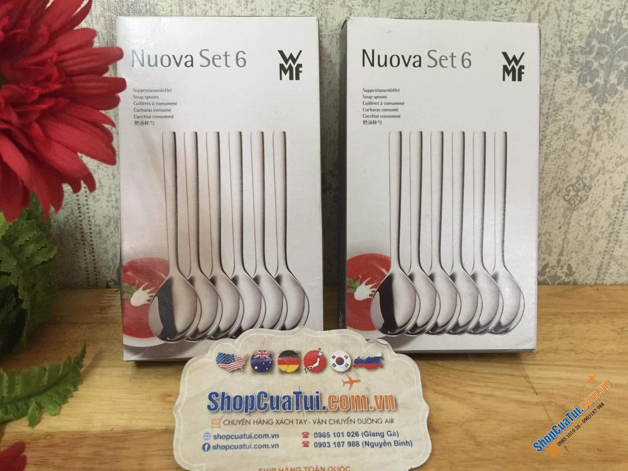 Set 6 thìa WMF NOUVA dáng ngắn 16,5cm dùng ăn cháo, ăn cơm, ăn súp
