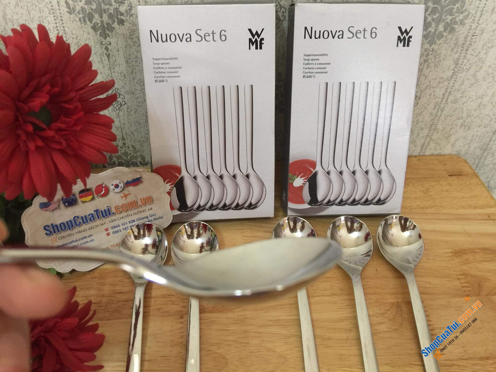 Set 6 thìa WMF NOUVA dáng ngắn 16,5cm dùng ăn cháo, ăn cơm, ăn súp