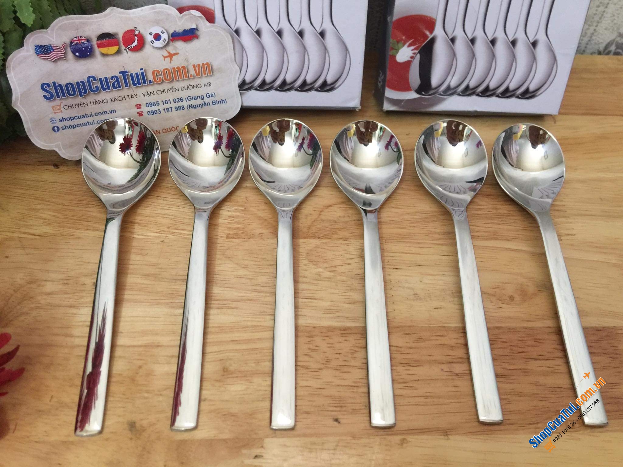 Set 6 thìa WMF NOUVA dáng ngắn 16,5cm dùng ăn cháo, ăn cơm, ăn súp