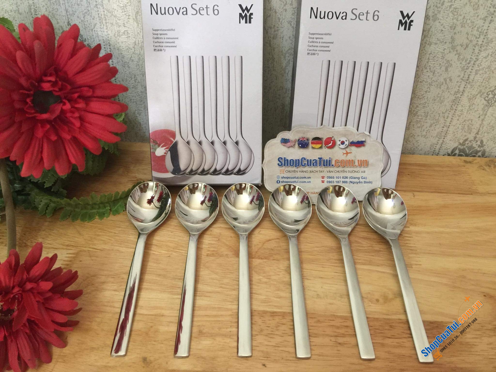 Set 6 thìa WMF NOUVA dáng ngắn 16,5cm dùng ăn cháo, ăn cơm, ăn súp