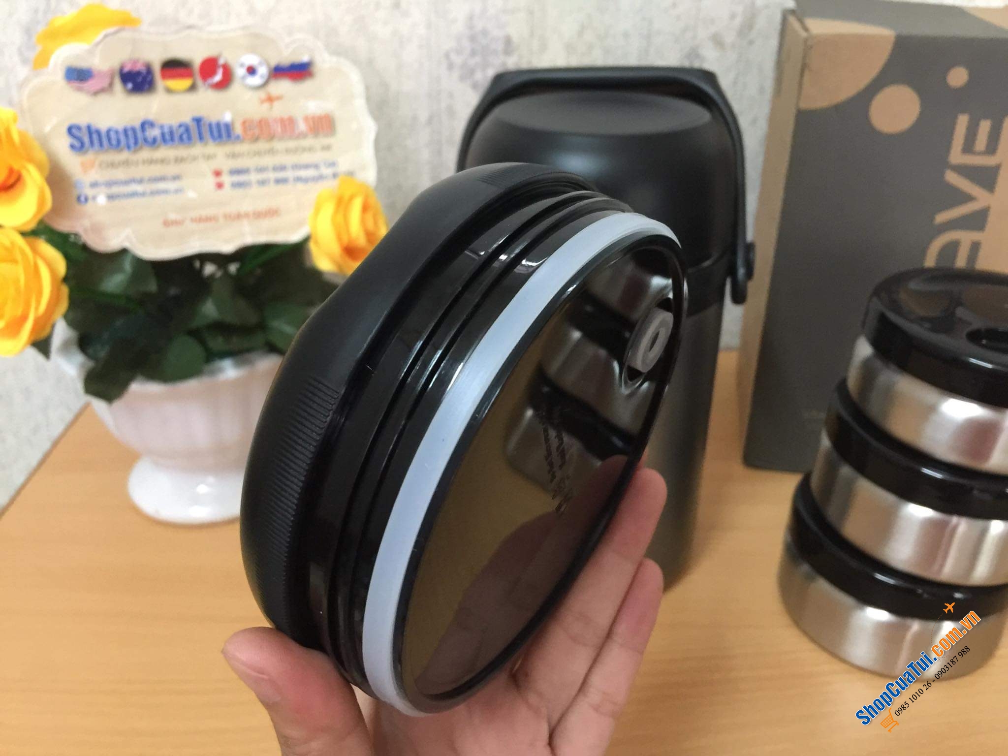 Cặp lồng - Hộp cơm giữ nhiệt 3 tầng lồng inox 1.8L KAAVE