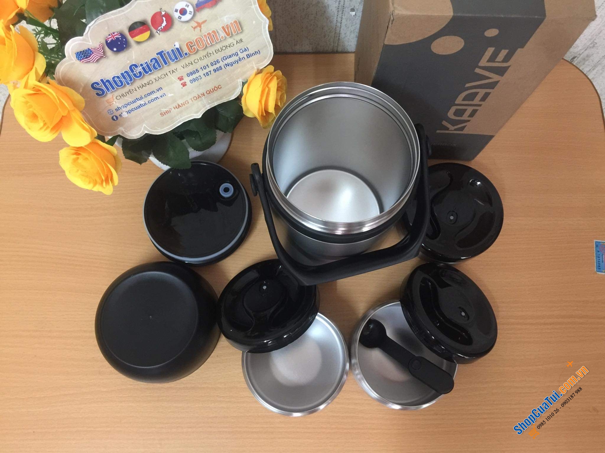 Cặp lồng - Hộp cơm giữ nhiệt 3 tầng lồng inox 1.8L KAAVE