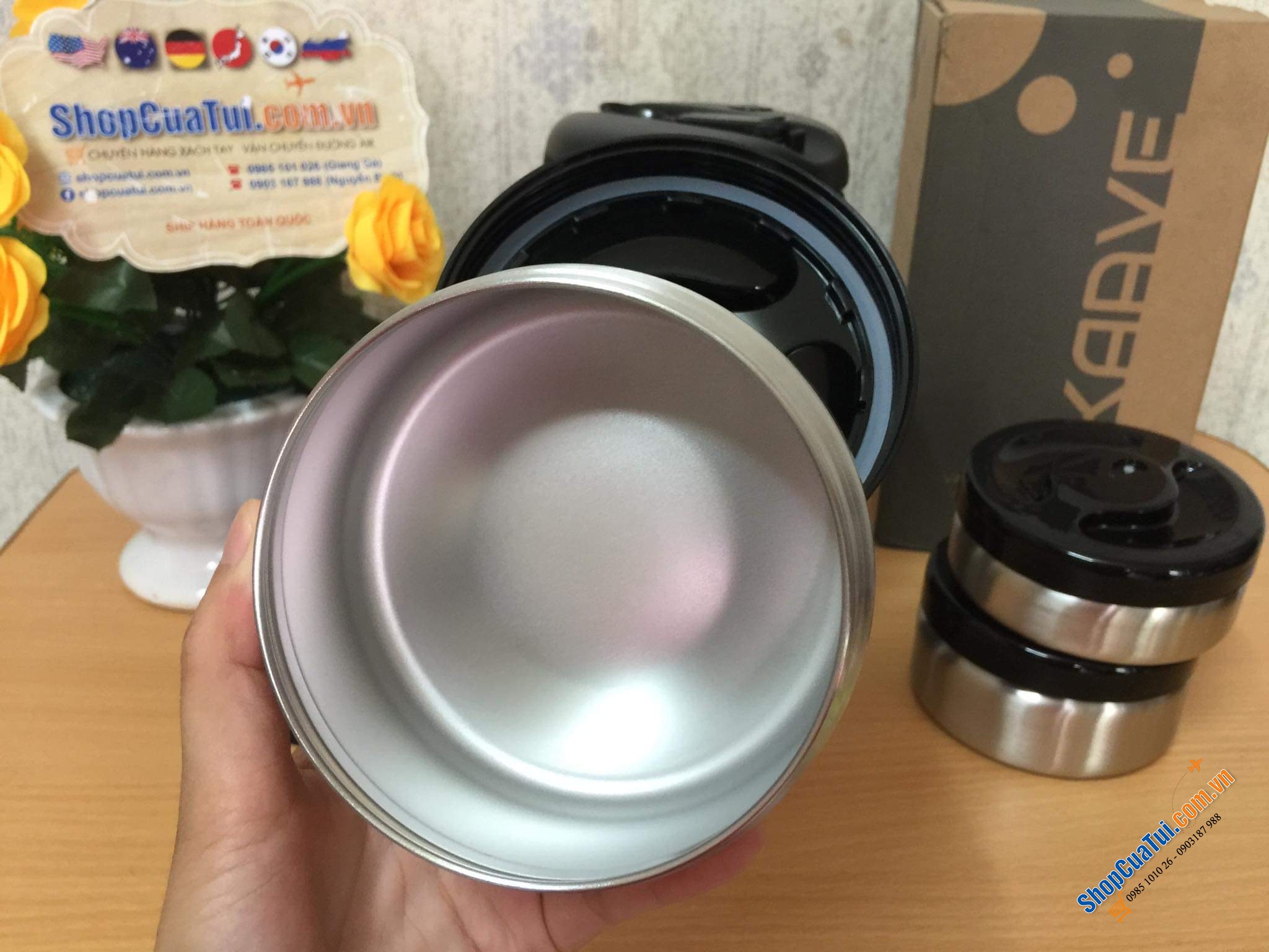 Cặp lồng - Hộp cơm giữ nhiệt 3 tầng lồng inox 1.8L KAAVE