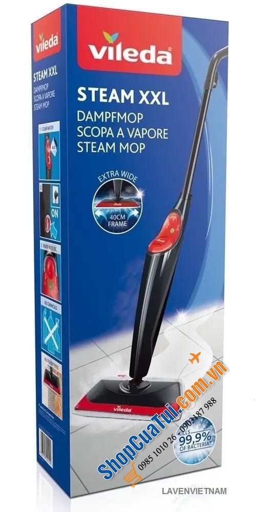 CÂY LAU NHÀ HƠI NƯỚC VILEDA - BẢN CHỮ NHẬT EXTRA WIDE 40cm