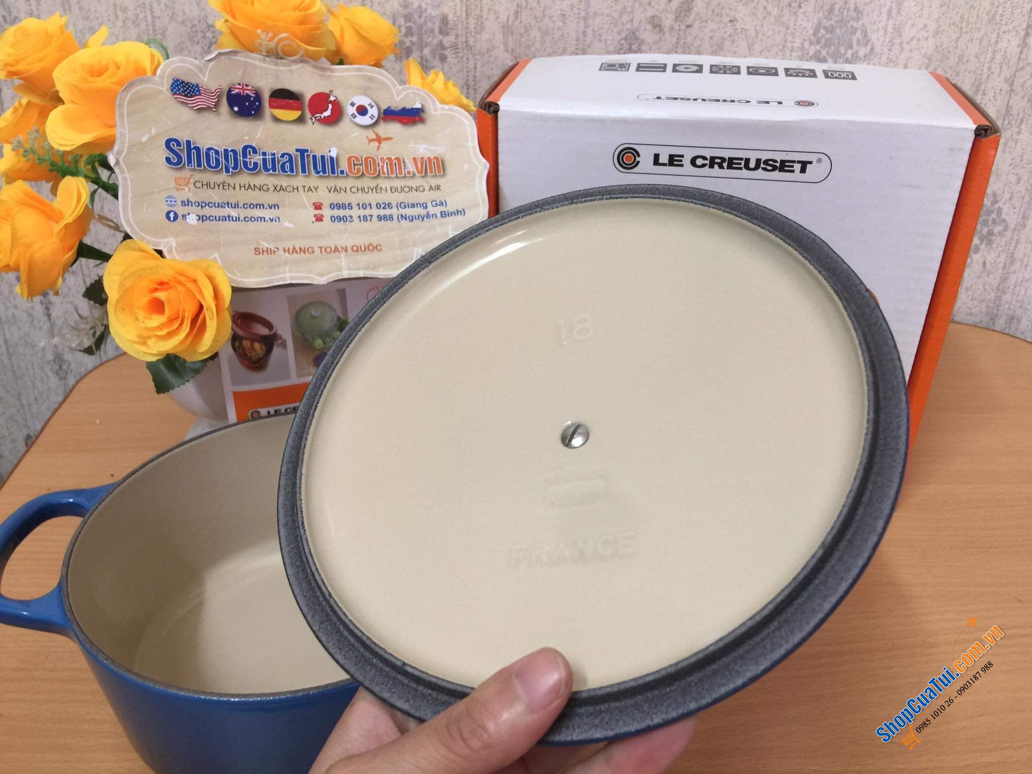 NỒI LE CREUSET MÀU XANH SIZE 18cm