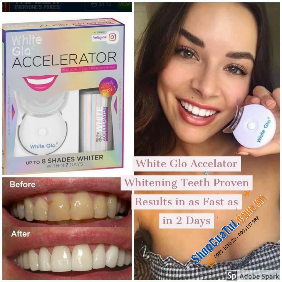 Máy Làm Trắng Răng White Glo White Accelerator Blue Light Teeth Whitening System