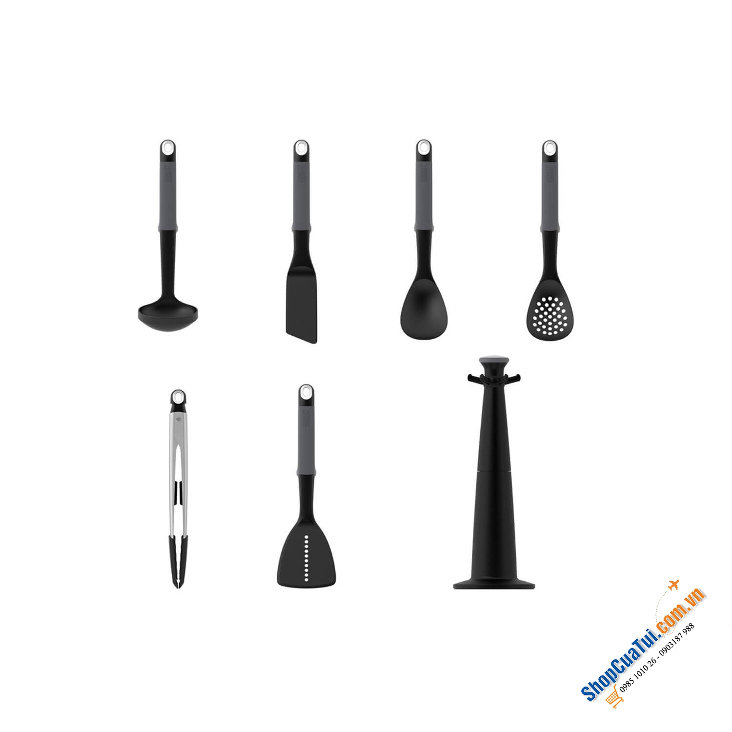 Bộ dụng cụ nấu ăn Joseph Joseph Elevate Carousel with Tongs – Grey