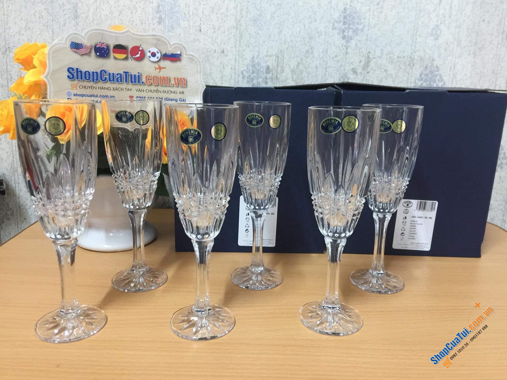 Set 6 ly pha lê sâm panh Bohemia Vibes 180ml - cho những bữa tiệc chào đón năm mới, tiệc liên hoan chúc mừng khởi đầu hoàn hảo. Sản xuất tại Séc
