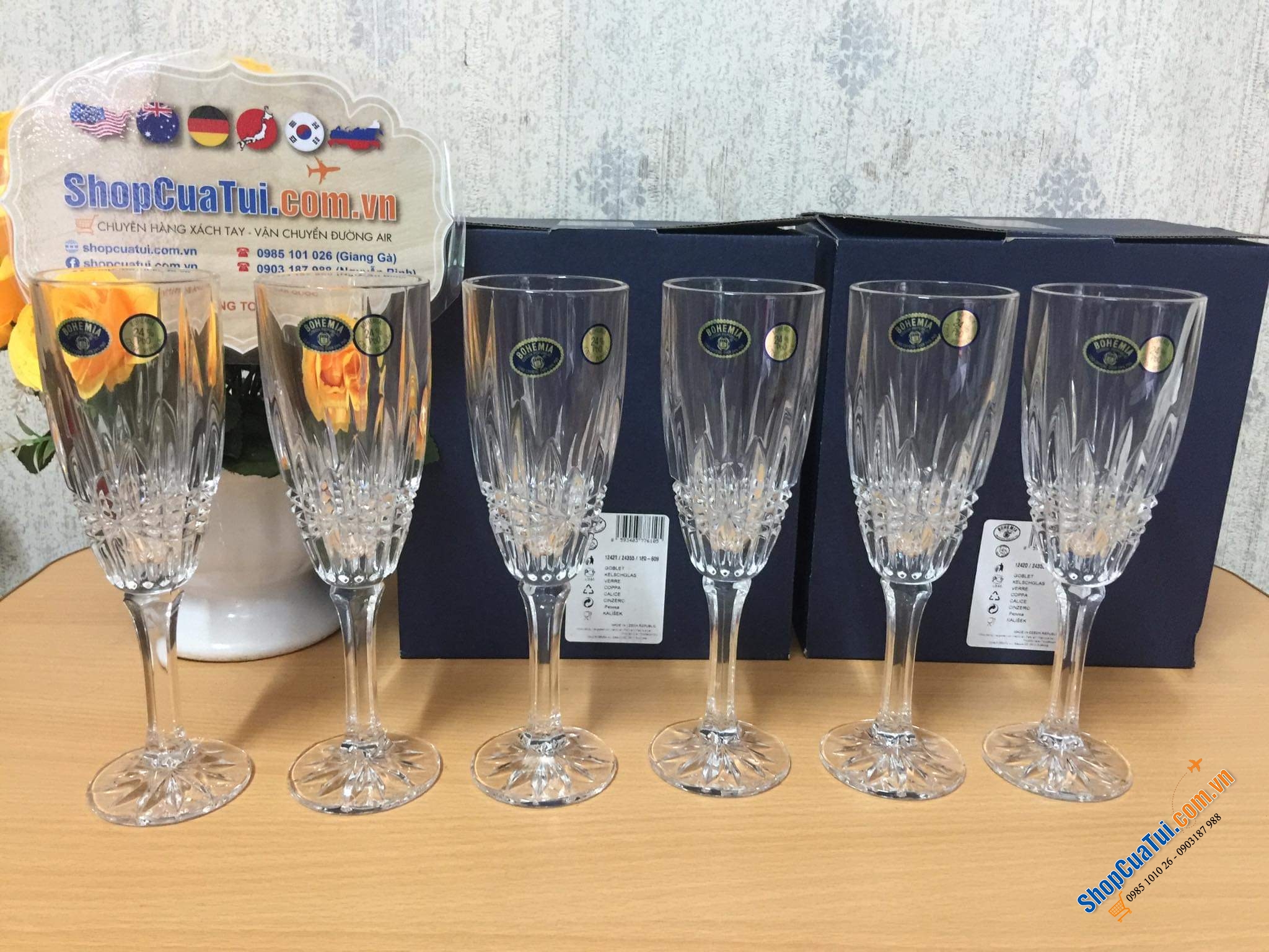 Set 6 ly pha lê sâm panh Bohemia Vibes 180ml - cho những bữa tiệc chào đón năm mới, tiệc liên hoan chúc mừng khởi đầu hoàn hảo. Sản xuất tại Séc