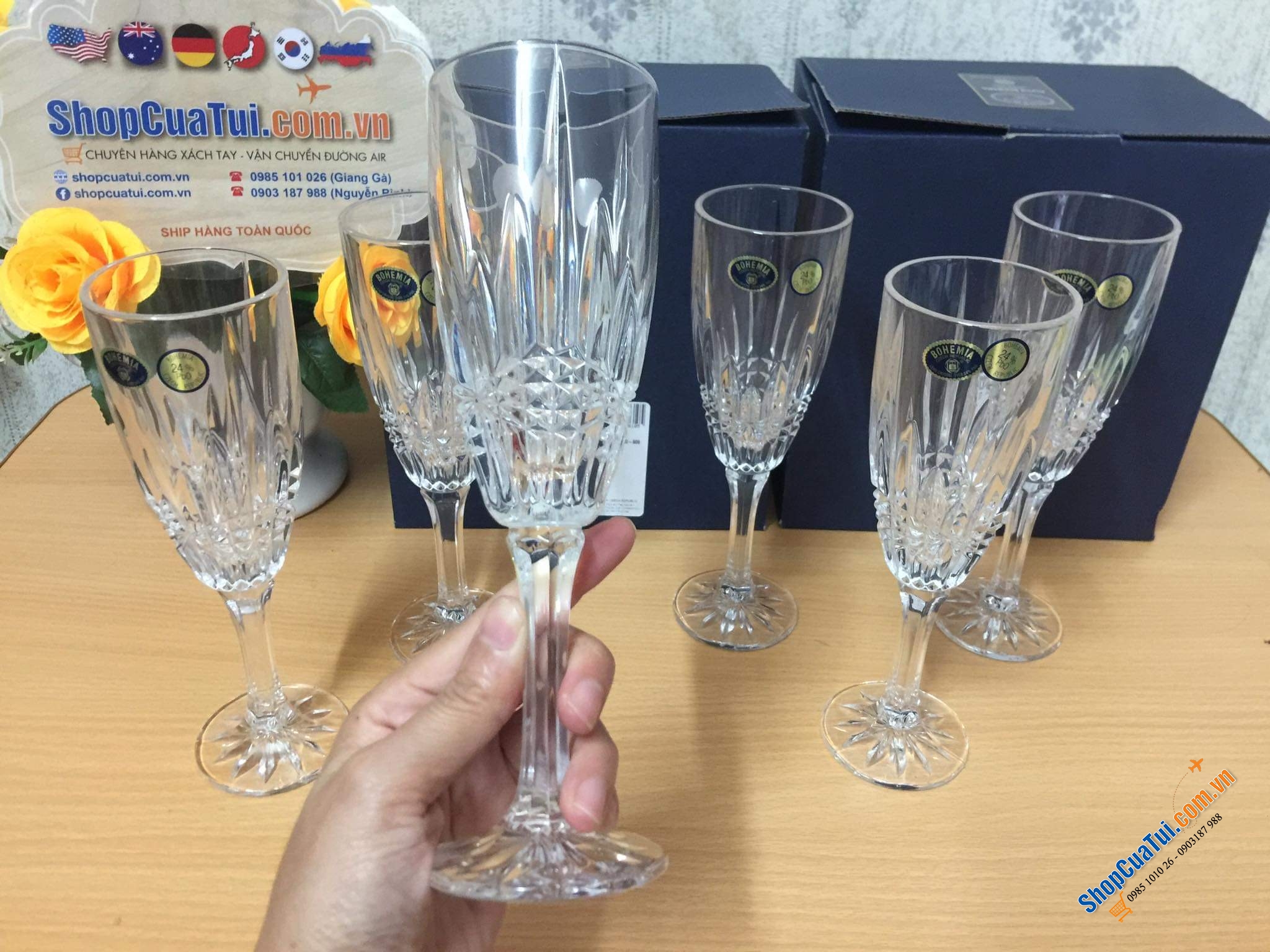 Set 6 ly pha lê sâm panh Bohemia Vibes 180ml - cho những bữa tiệc chào đón năm mới, tiệc liên hoan chúc mừng khởi đầu hoàn hảo. Sản xuất tại Séc