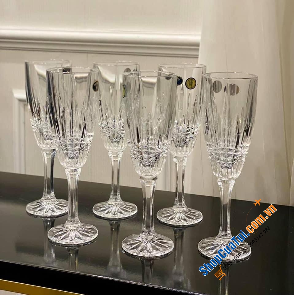 Set 6 ly pha lê sâm panh Bohemia Vibes 180ml - cho những bữa tiệc chào đón năm mới, tiệc liên hoan chúc mừng khởi đầu hoàn hảo. Sản xuất tại Séc