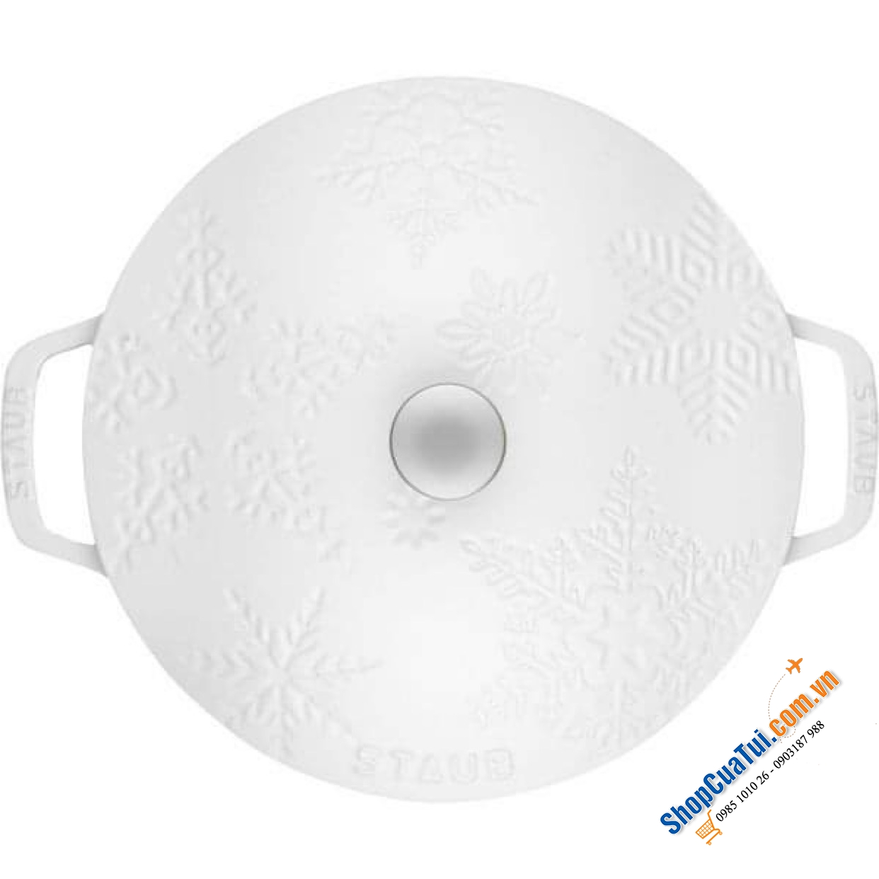 NỒI CHẢO GANG ĐÚC STAUB BÔNG TUYẾT 24CM - MADE IN FRANCE - Màu trắng