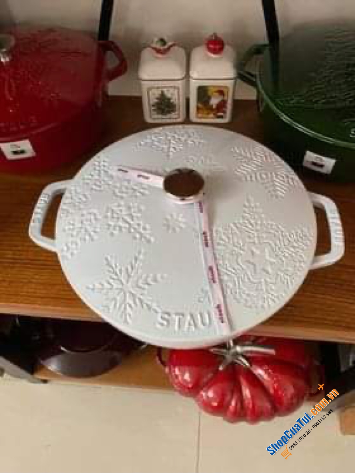 NỒI CHẢO GANG ĐÚC STAUB BÔNG TUYẾT 24CM - MADE IN FRANCE - Màu trắng