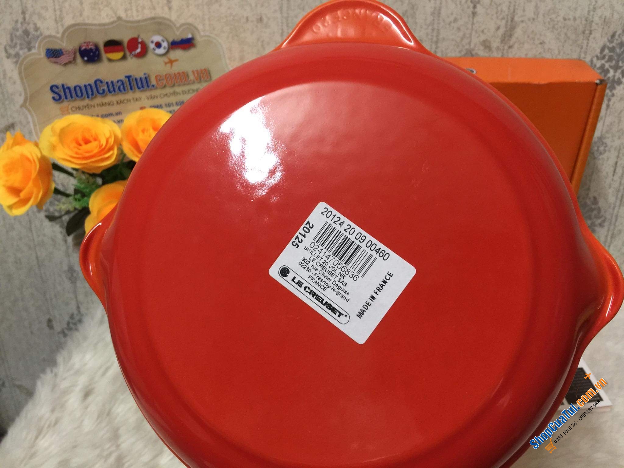 CHẢO RÁN LE CREUSET CAM 16 cm có tay cầm, có miệng chắt dầu
