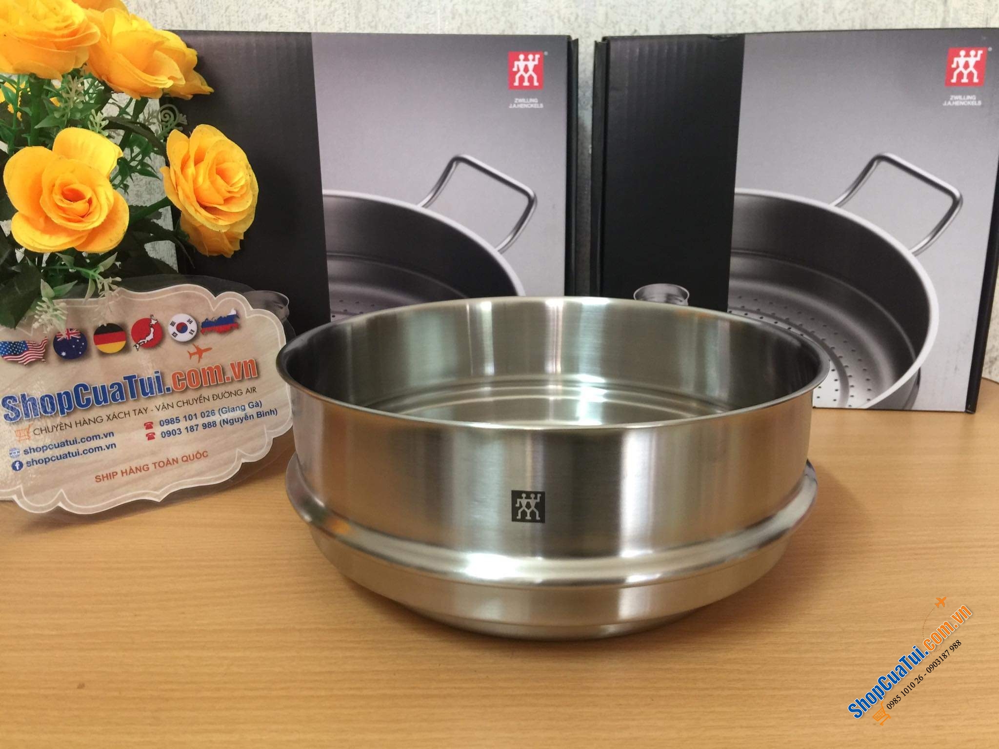XỬNG HẤP ZWILLING SIÊU DÀY SIZE 24 cm - LOẠI KHÔNG QUAI GỌN GÀNG