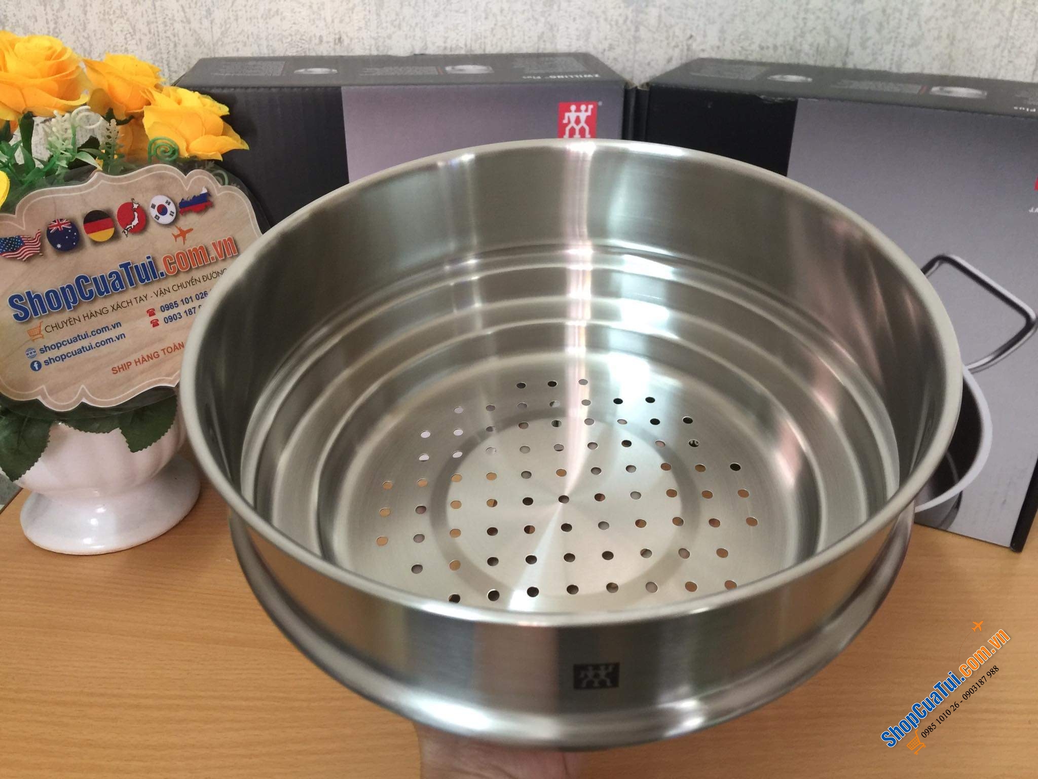 XỬNG HẤP ZWILLING SIÊU DÀY SIZE 24 cm - LOẠI KHÔNG QUAI GỌN GÀNG