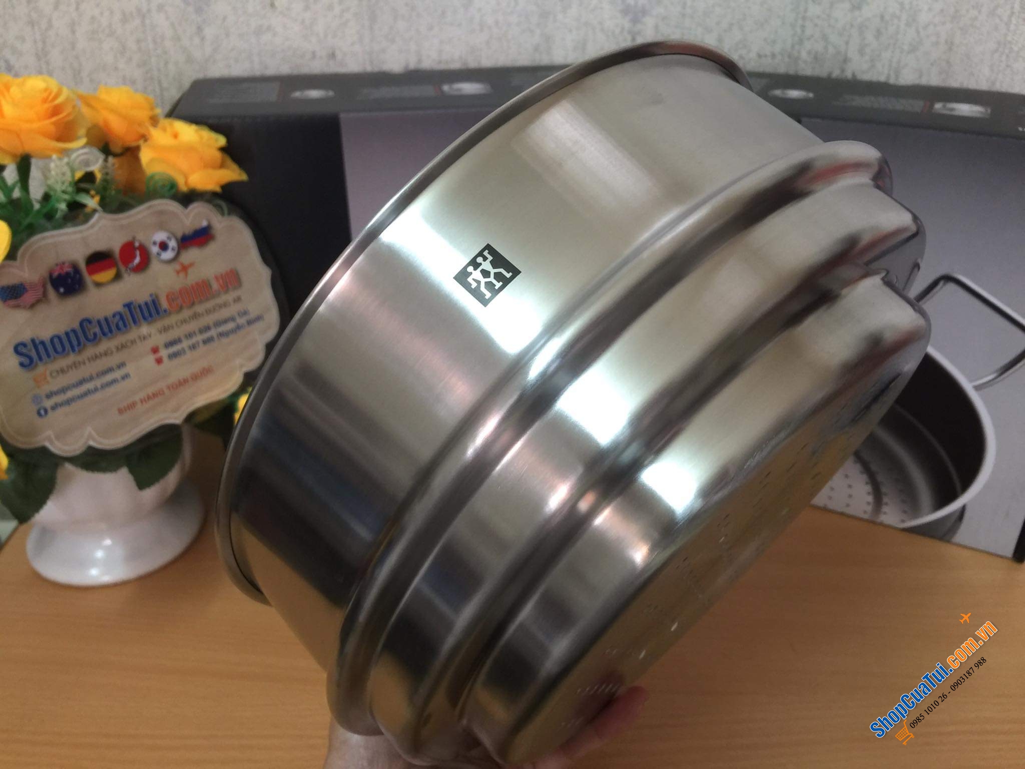 XỬNG HẤP ZWILLING SIÊU DÀY SIZE 24 cm - LOẠI KHÔNG QUAI GỌN GÀNG