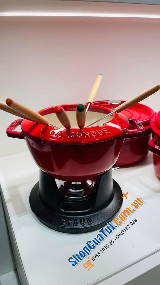 Nồi lẩu fondue Staub đỏ 20 cm