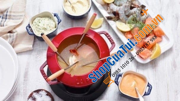 Nồi lẩu fondue Staub đỏ 20 cm