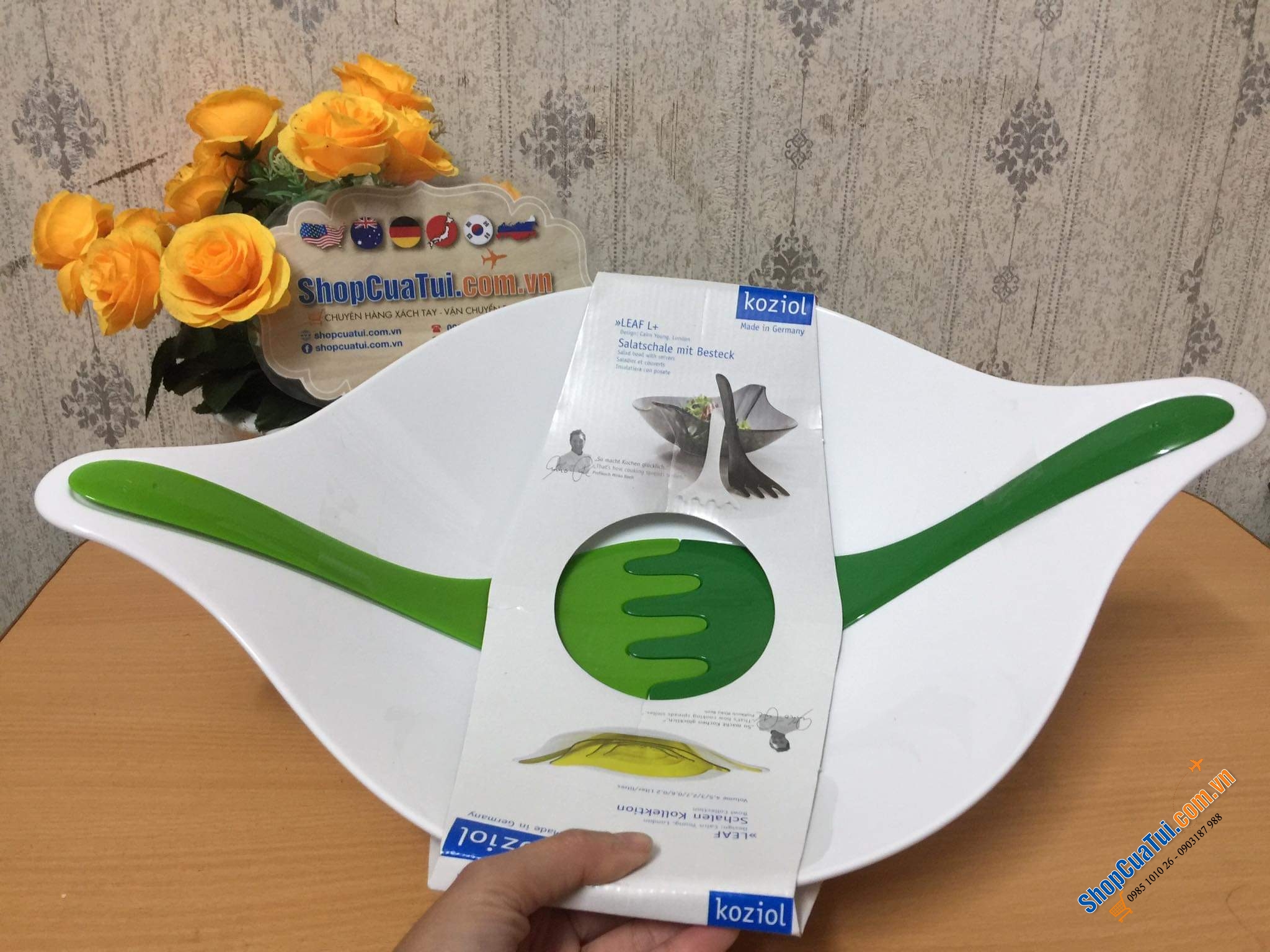 SET BÁT TRỘN SALAT KÈM THÌA TRỘN KOZIOL - MADE IN GERMANY.